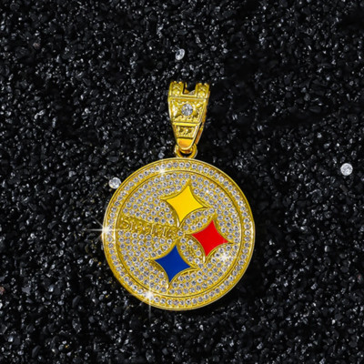 New Men Women Hip Hop round Letter Pendant Necklace with 13Mm Alloy Bling Rhines