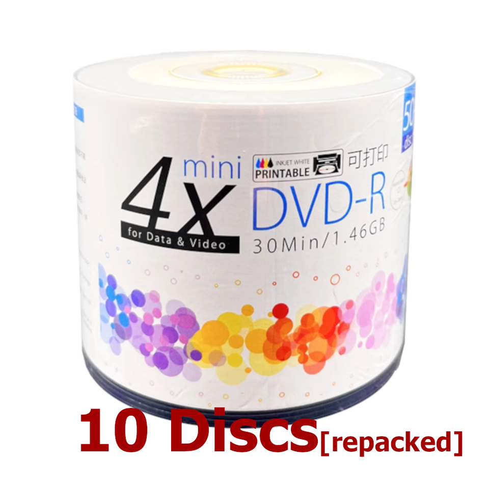 Mini DVD-R Disc 1.4GB 4x 8cm Mini Blank DVD Recordable Printable - 10 ...