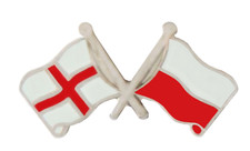 Poland & England Flag Friendship Courtesy Pin Badge