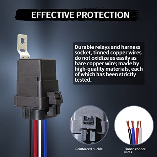Kit Relais étanche 4 Broches 40/30A 12V - Harnais Avec Prise, Résistant Aux Intempéries