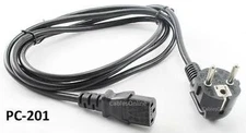 6ft 2-Prong CEE 7/7 Schuko European Plug to 3-Pin C13 Jack Power Cable / Cord