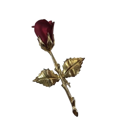 Single Rose Pin Single Red Rose Brooch Pin Gold Tone Flower | eBay
