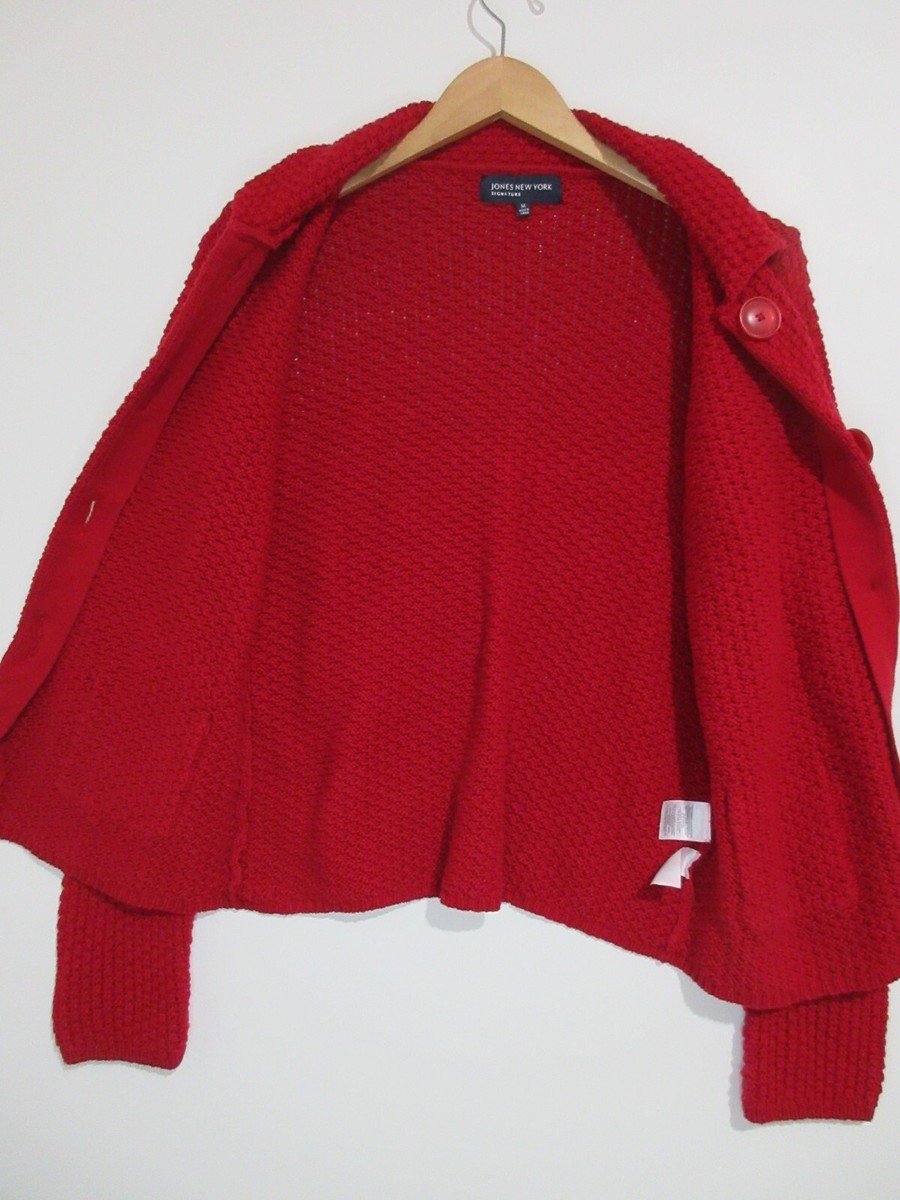UNIQUE Sz M Jones New York CHUNKY KNIT Cotton Cardigan