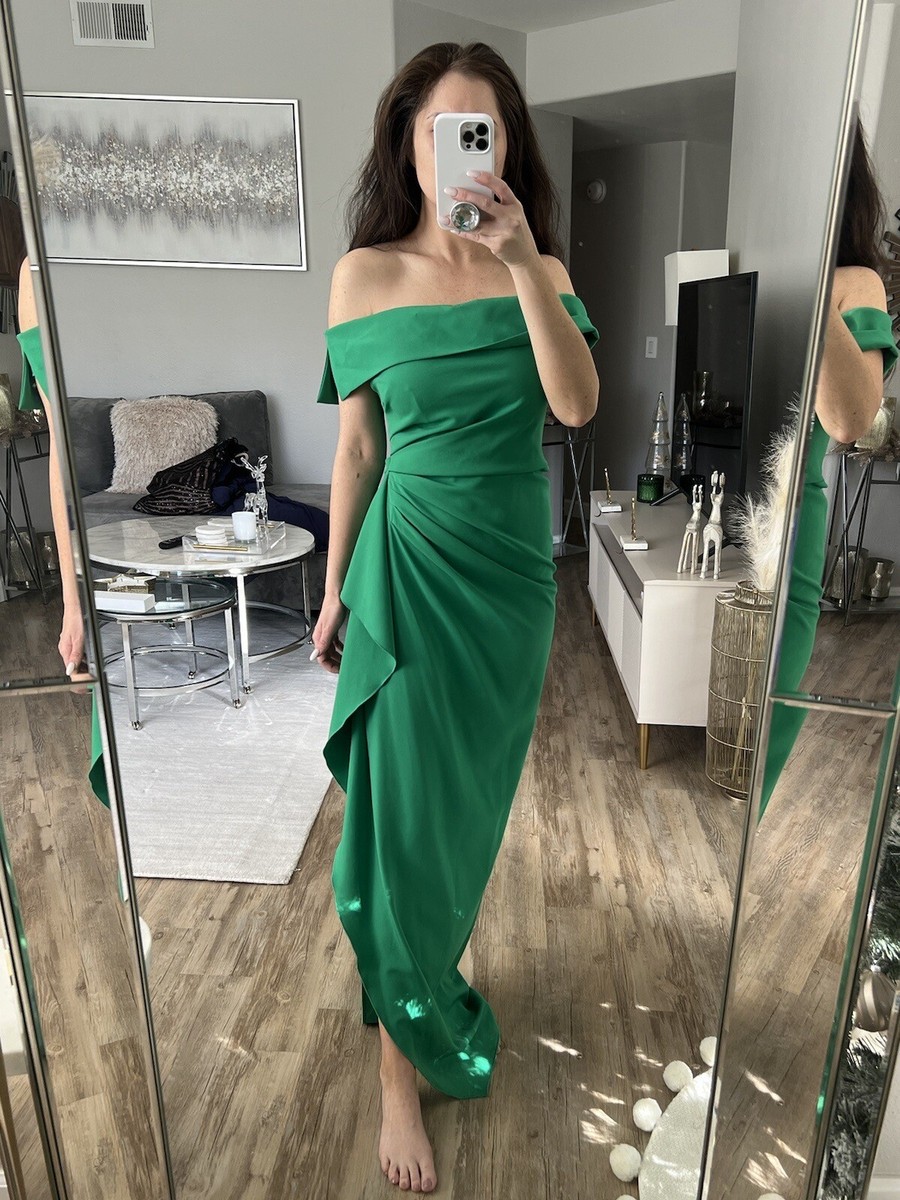 Vince Camuto Green Off Shoulder Asymmetrical Dress Women's Size