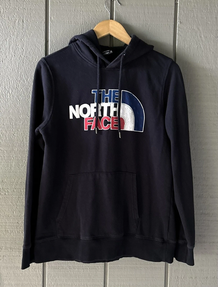Red white and 2024 blue north face hoodie