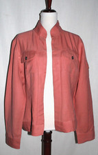 Chicos 2 Coral Linen Rayon Blazer Open Front