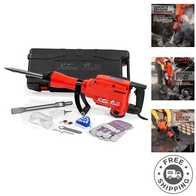 2200W Electric Demolition Jack Hammer with Chisel Set - Heavy-Duty Power Tool