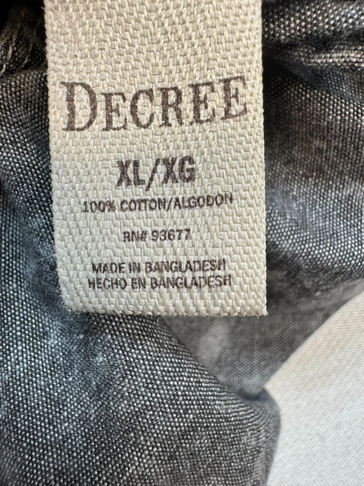 Decree Mens Acid Wash Denim Button-Up Shirt XL Gray - Image 3 of 4
