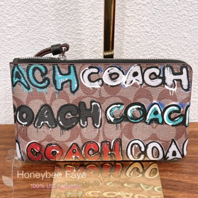 Coach X Mint Serf Large Corner Zip Wristlet In Signature Canvas
