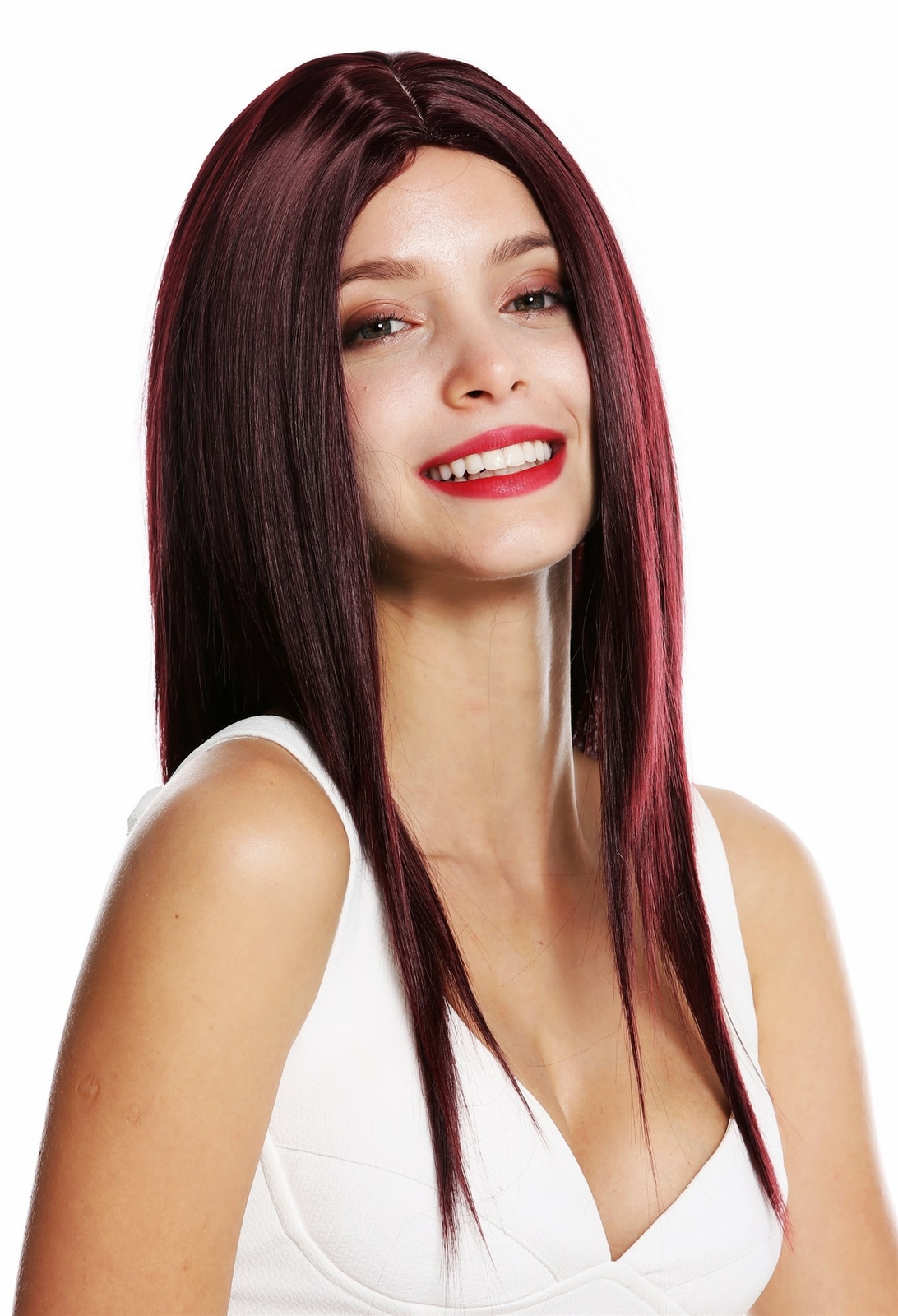 Wig Me Up Women's Wig Long Straight Middle Part Red Bordeaux Red VK-34