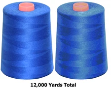 Sewing Thread Premium Royal Blue Thick Spun Polyester All Purpose Overlock Cone 