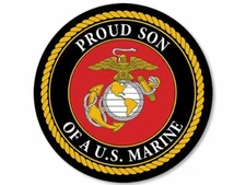 3 inch Round Proud SON US Marine Sticker (logo vinyl car laptop decal) USMC Lic.