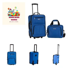 Fashion Softside Upright Luggage Set,Expandable, Blue, 2-Piece 14/19