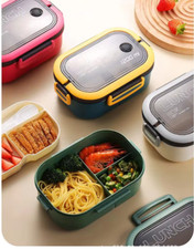 Large 2-Layer Lunch Box – Leakproof microwave Bento Style with Handle-UK Seller