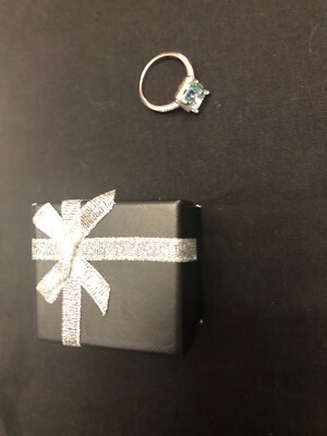 Edelstein 925 Sterling Ring himmelblau simulierter Aquamarin Damenring, Größe 9
