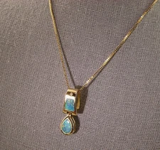 14K Gold Simulated Opal Teardrop Shape Slide Pendant  NWOT