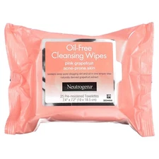 NEUTROGENA Oil-Free Cleansing Wipes Pink Grapefruit 25 Pre-Moistened Towelettes