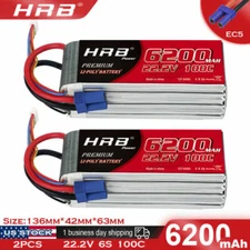 2x 22.2V 6S 6200mAh LiPo Battery EC5 for RC Arrma Kraton Outcast Typhon Mojave