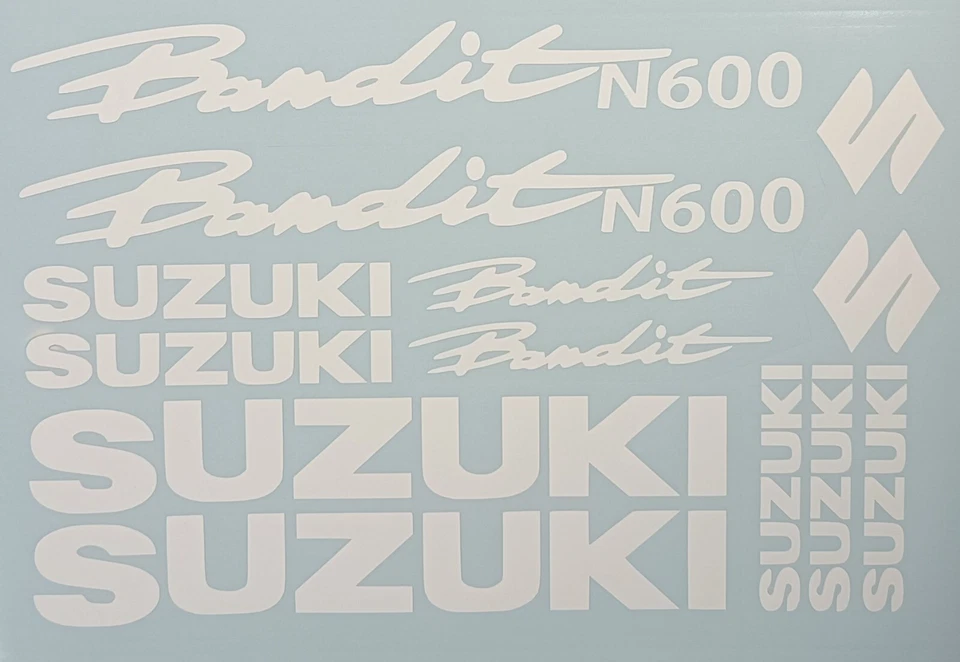 Planche de stickers SUZUKI BANDIT 600N Réservoir et carénages BLANC BRILLANT - Photo 1/4