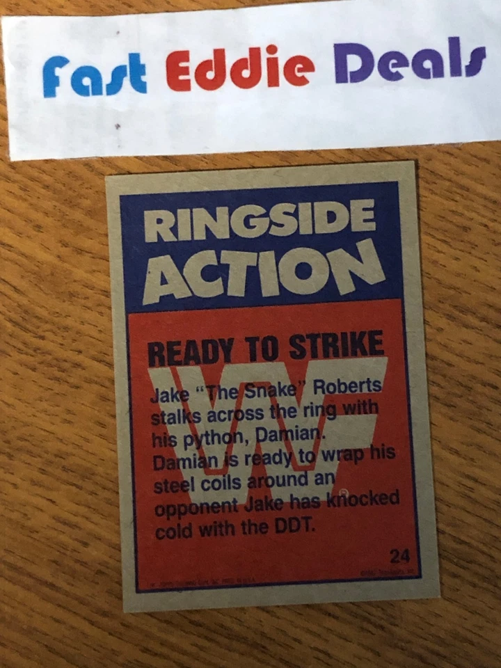 1987 TOPPS WWE WRESTLING JAKE THE SNAKE ROBERTS RINGSIDE ACTION CARD 24 WWF WCW - Image 2 of 2