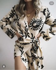 BNWT Zara Satin Printed Wrap Style Mini Dress Size S 3666/157 Bloggers Fav