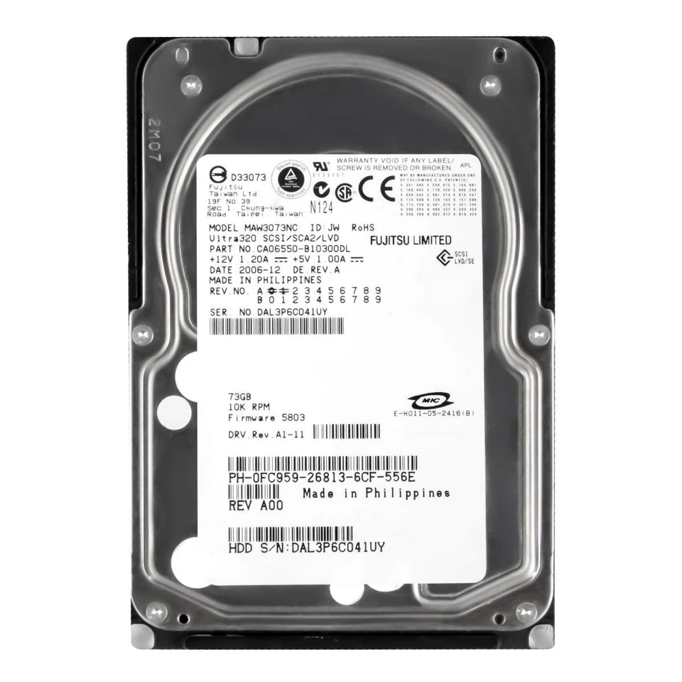 Hard Drive Dell 0FC959 FC959 73GB 10000U/Min 8MB SCSI U320 MAW3073NC 3.5 " Inch - Image 3 of 3