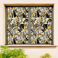 3D White Fragment A072 Window Film Print Sticker Cling Stained Glass UV Zoe