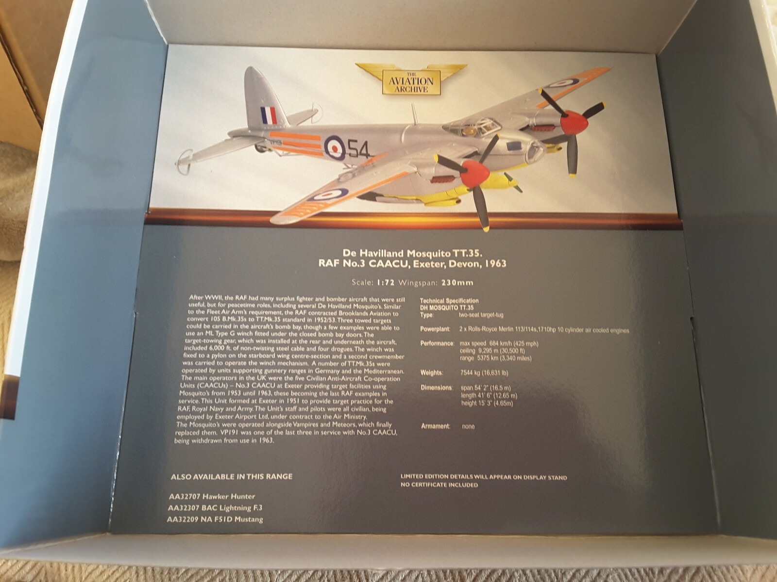 CORGI AA32808 ère moderne. De. Havilland Mosquito Mosquito Mosquito TT.35. RAF NO.3 caacu Devon 1963 41408a CORGI AA32808 ère moderne. De. Havilland Mosquito Mosquito Mosquito TT.35. RAF NO.3 caacu Devon 1963 41408a