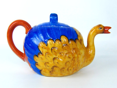 Gold Castle Japan CHIKUSA Swan 6 Cup Teapot with Lid Rare!