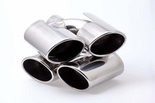 SET Edelstahl Endrohre in 2x90x120mm Mercedes Optik ABE/EG 2x Anschweißendrohr