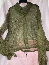 Vintage Military Jacket Open Mesh Insect Repellent Large Green Lancer Clothing