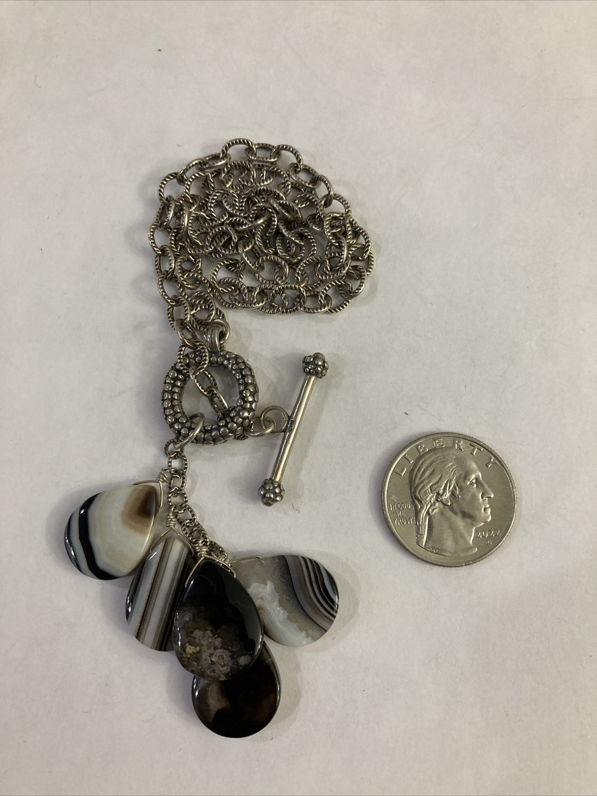 Solid Sterling 16” heavy link toggle necklace 3” … - image 1