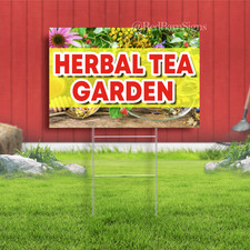 Herbal Tea Garden Indoor Outdoor Yard Sign with metal stakes