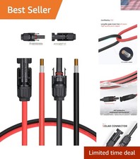 100FT 10AWG Solar Extension Cable with Pure Copper Connectors - Weatherproof ...