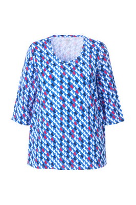 Ulla Popken Damen große Größen Shirt bedruckt A Linie Rundhals 3 4 Arm 837170