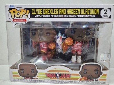 Funko Pop! NBA JAM: Rockets - Clyde Drexler and Hakeem Olajuwon 2-Pack DAMAGED
