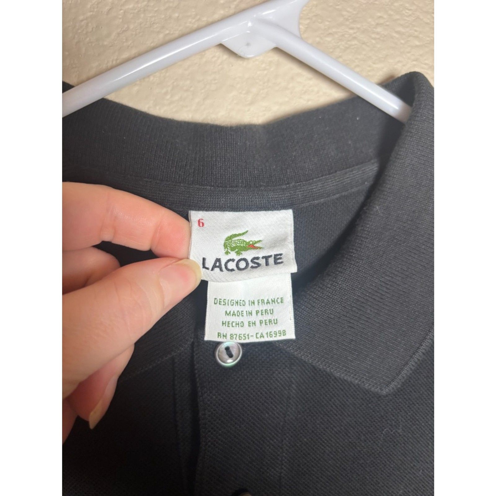 Mens lacoste Slim Fit Polo Black Size 6 thumbnail 3