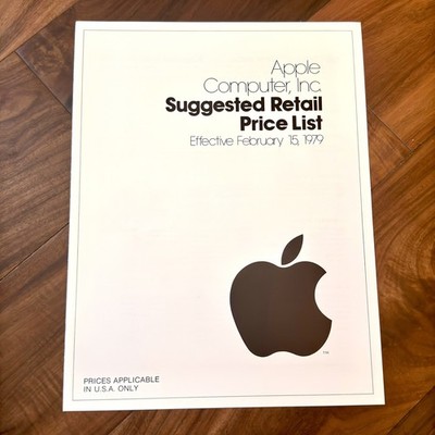 Apple Computer Print February 1979 Suggested Retail Price List Vintage Mint