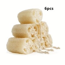 6 PCS Natural Luffa Loofah Sponges Exfoliating Body Scrubber Hanging Loops Set