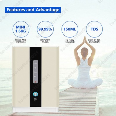 Hydrogen Inhalation Machine 99.99% High Purity 150ml/min Portable Hydro Home Use