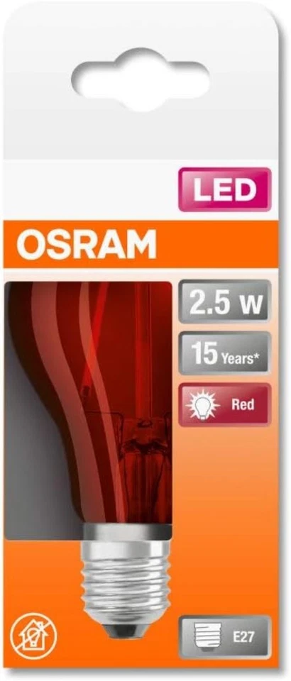 OSRAM STAR DECO CLASSIC A Lampadina LED, Attacco: E27, Rosso, 3000 K, 2.50 W,... - Immagine 4 di 4