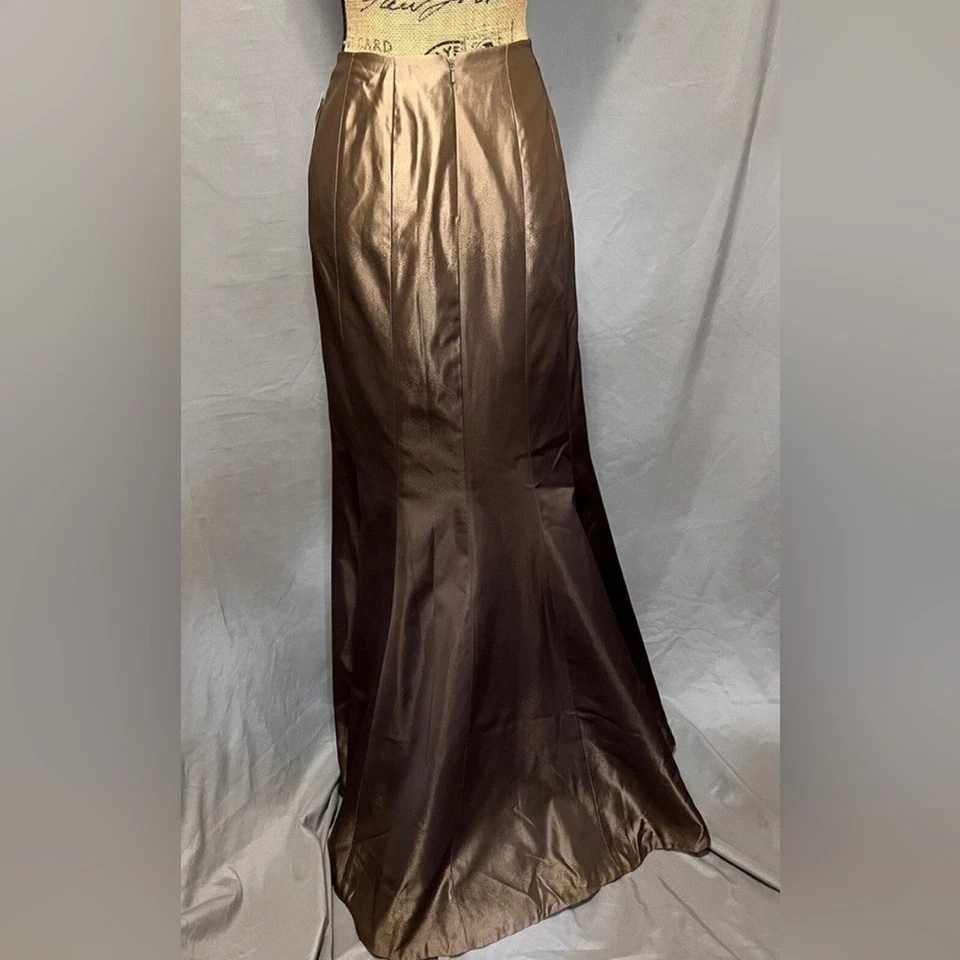 Maxi Falda Carmen Marc Valvo $385 Bronce Dorado Marrón Formal Noche Sirena 8 Foto 2 de 4