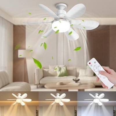 40W Moderner LED Deckenventilator mit Licht Dimmbar E27 Schlafzimmer Wohnzimmer Ventilator Lampe