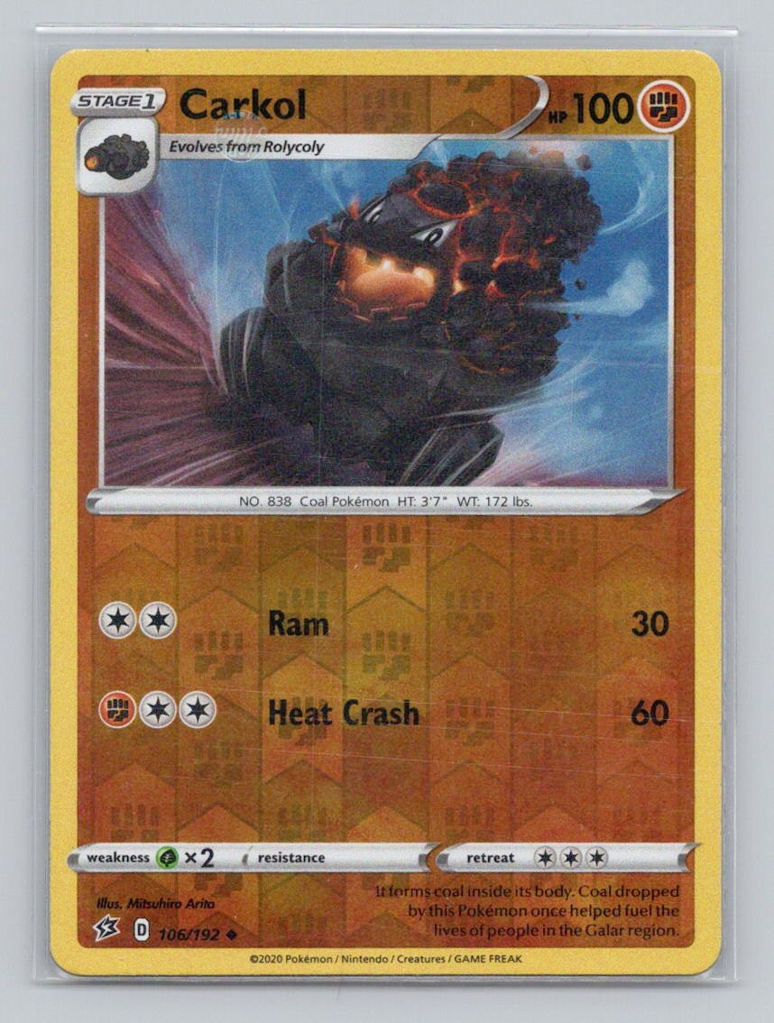Reverse Holo Carkol 106/192 Uncommon Rebel Clash Pokemon