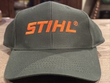 VINTAGE STIHL SNAPBACK TRUCKER HAT SOLID GREEN WITH ORANGE STIHL Letters NEW