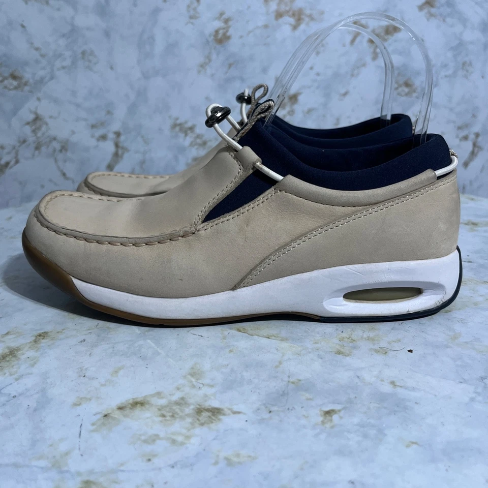 Cole Haan Studio Womens Sz 7.5 Shoes Beige Blue Leather Comfort Moccasin Sneaker - Image 4 of 4