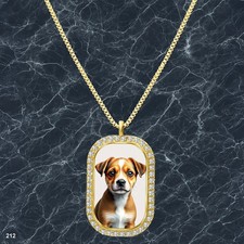 Amazing Cute Dog Puppy Pendant Necklace Printed Design Charming Gold Tone Cool