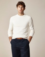 J Crew XL Men  s Heritage Ivory White Cotton Crewneck Sweater