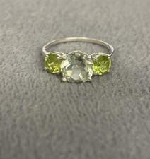Light Green Amethyst  Peridot Sterling Silver Ring Size 6.75