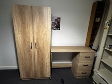 New! Wardrobe and Table with Drawers Set For Children's Bedroom